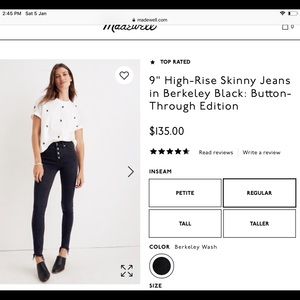 Madewell 9” High-Rise Skinny Jeans w/ Raw Hem